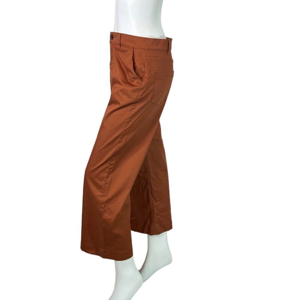 New KOTN Rust Orange Cotton Wide Leg Chino Cropped Trousers Women's Size 6
